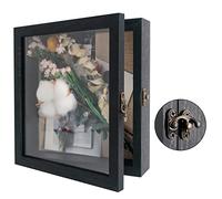 GraduatePro Shadow Box 8x8 Display Case Large Black Frame with Glass Deep Picture Wedding Bouquet Flowers Memorabilia Medals Photos Memory for Keepsakes