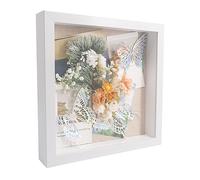 GraduatePro Shadow Box Frame 12x12 Display Case White with Linen Background and 6 Stick Pins Memorabilia Awards Medals Photos Memory Box