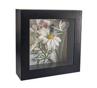 GraduatePro Shadow Box Frame 5x5 Display Case Black with Linen Background and 6 Stick Pins Memorabilia Awards Medals Photos Memory Box