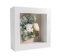 GraduatePro Shadow Box Frame 5x5 Display Case White with Linen Background and 6 Stick Pins Memorabilia Awards Medals Photos Memory Box