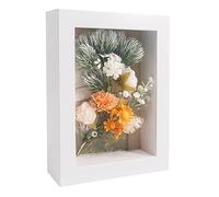 GraduatePro Shadow Box Frame 6x8 Display Case White with Linen Background and 6 Stick Pins Memorabilia Awards Medals Photos Memory Box