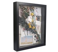 GraduatePro Shadow Box Frames for Crafts 3D Deep Black Bouquet Flower Case Picture Memorabilia Memory Wooden Tabletop and Wall Hanging 12x15