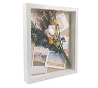 GraduatePro Shadow Box Frames for Crafts 3D Deep White Bouquet Flower Case Picture Memorabilia Memory Wooden Tabletop and Wall Hanging 12x15
