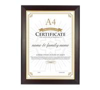 GraduatePro Wood A4 Certificate Diploma Frame Rustic Brown Finish with Gold Trim