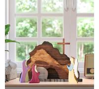 Graduates Decoration Handmade Tomb Easter Scene Wooden Decoration The Empty Tomb Easter Scene and for Home Table (Coffee, One Size)