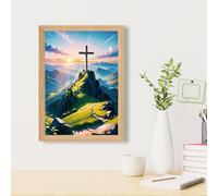 Graduates Decoration Lamp 4d LED Christ Frame Light Painting Night Light Works Up Picture Illuminated Church Lamp for Living Room Bedroom Church Ready to Hang (B, 32X23cm)