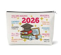 Graduation 2026 Inspirational Makeup Bag for Woman Christian Religious Graduation Gifts for Masters Phd Degree College University Senior Graduate Cosmetic Bag Christian Gifts for Women Female