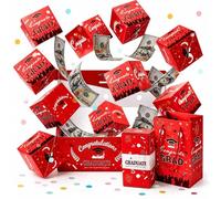 Graduation 2026 Money Explosion Gift Box Kit With Pull Tabs Money Holder Confetti Graduation Money Holder Gift Card Box, For Cards Notes Graduate Party Gift Idea(Red,12 pcs)