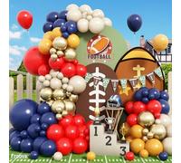 Graduation Balloon Arch Kit, 120pcs Red Retro Navy Blue Yellow White Sand Metallic Gold Baseball Balloon Arch Garland for 2025 Graduation Birthday Boys Sports Football Baby Shower Party Decorations