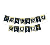 Graduation Banner Black and Gold Congrats Grad Bunting Banner Class of 2025 Congratulations Garland for Graduation Party Decorations Photo Backdrop A7BYDLLQ