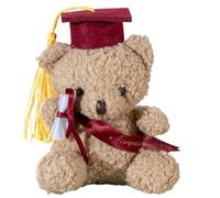 Graduation Bear - 13 cm Plush Toy with Academic Hat and Certificate, Decorative | Ideal as a Gift, Keepsake, Graduation, Kindergarten Party or as a Pretty Decor