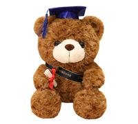 Graduation Bear,18cm Sitting Plush Bear,Commemorative Graduation Presents, Suitable for Ceremony Decorations Ornament and Photo Props Men and Women (B)