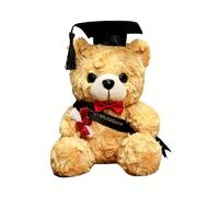 Graduation Bear,18cm Sitting Plush Bear,Commemorative Graduation Presents, Suitable for Ceremony Decorations Ornament and Photo Props Men and Women (D)