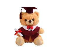 Graduation Bear 2025, 9.8 Inch Plush Toy, Cute Stuffed Animal Doll, With Hat And Gown, Celebratory Souvenir Gift, Perfect For Boys Girls Students Class Of 2025 color Black Blue Red