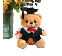 Graduation Bear 2025, 9.8 Inch Plush Toy, Cute Stuffed Animal Doll, With Hat And Gown, Celebratory Souvenir Gift, Perfect For Boys Girls Students Class Of 2025 color Black Blue Red