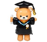 Graduation Bear Balloons 3d Standing Black Foil Party Decoration