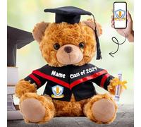 Graduation Bear Class of 2025 Personalised Graduation Gifts with Custom Text+Photo, Brown Teddy Bear Stuffed Animal as Graduation Gifts for Her High School College Graduation Gifts (8IN-Text+Photo)