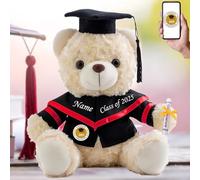 Graduation Bear Class of 2025 Personalised Graduation Gifts with Custom Text+Photo, White Teddy Bear Stuffed Animal as Graduation Gifts for Her High School College Graduation Gifts (8-IN-Text+Photo)