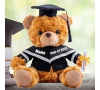 Graduation Bear Class of 2025 Personalised Graduation Gifts with Text, Name or Date, Brown Teddy Bear Stuffed Animal for Her 2025 High School College Kindergarten Graduation Gifts (8IN-Text)