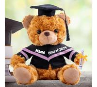 Graduation Bear Class of 2025 Personalised Graduation Gifts with Text, Name or Date, Brown Teddy Bear Stuffed Animal for Her 2025 High School College Kindergarten Graduation Gifts (8IN-Text)