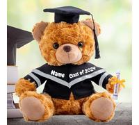 Graduation Bear Class of 2025 Personalised Graduation Gifts with Text, Name or Date, Brown Teddy Bear Stuffed Animal for Her 2025 High School College Kindergarten Graduation Gifts (10IN-Text)