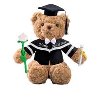 Graduation Bear Class of 2025 Personalized Graduation Gifts with Custom Text, Graduation Teddy Bear with Rose+ Bow Stuffed for Her 2025 High School College Kindergarten Graduation Gifts (11 IN-Text)
