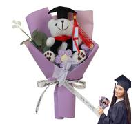 Graduation Bear Flower Bouquet,Artificial Flower Arrangements - Handmade Graduation Crochet Flowers,Elegant Plush Flowers Bouquet for Graduates