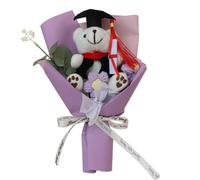 Graduation Bear Flower Bouquet - Elegant Plush Bouquet | Woven Flower Arrangement | Artificial | Plush Graduation Bear Arrangement Set Forever Preserved Blossom For Girls Boys Students