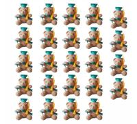 Graduation Bear Plush 5.1" Tall X 3.5" Wide, Brown With Cap And Diploma Scroll Detail Lovely Graduations Congratulation Gift 5 Color Options 24-Piece Set Light Blue