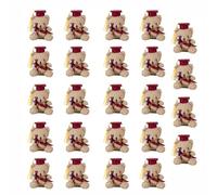 Graduation Bear Plush 5.1" Tall X 3.5" Wide, Brown With Cap And Diploma Scroll Detail Lovely Graduations Congratulation Gift 5 Color Options 24-Piece Set Red