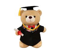 Graduation Bear - Plush Grad Toy, Soft Stuffed Gift | Commemorative Bear with Cap Dress, Choppable Graduation Keepsake Pillow for Bedroom Shelf, Classroom Memory, Kids Vessel Corner