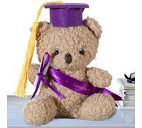 Graduation Bear - Plush Stuffed Teidy 13cm With Academic Hat | Bachelor Doctoral Keepsake Toy | Soft Cotton Doll Ceremony Present Children Student Memory Desk Decoration
