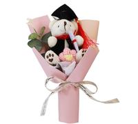 Graduation Bear Roses Flower Bouquet, Handmade Creative Crochet Flowers, Woven Plush Bouquet Long-Lasting Flower Arrangement for Graduates