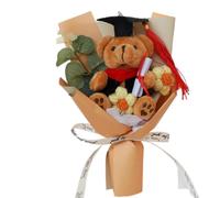 Graduation Bear Roses Flower Bouquet Long-Lasting Woven Plush Flower