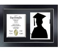 Graduation Black Mount Double Photo Frame for 1 A4 Certificate and 8X10'' Photograph (White)