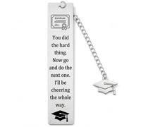 Graduation Bookmark Gift, You Did the Hard Thing Metal Bookmark with Cap Charm, Encouragement Keepsake for Graduate Student University College