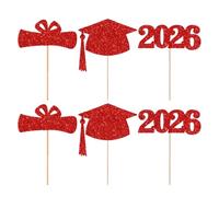 Graduation Bouquet Toppers - 2026 Cupcake Picks, Decorative Graduation Centerpieces, Glitter Cake Inserts, Party Food Table Decor | Festival Holiday Indoor Celebration Supplies