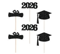 Graduation Bouquet Toppers - 2026 Cupcake Picks, Decorative Graduation Centerpieces, Glitter Cake Inserts, Party Food Table Decor | Festival Holiday Indoor Celebration Supplies