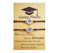 Graduation Bracelet for Women Inspirational 2024 Graduation Compass Bracelet Adjustable Rope Graduation Bracelet College Senior Middle High School Graduate Class, S, Zinc, no gemstone