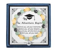 Graduation Bracelet Gifts for Her Him 2025, College High Middle School 5th 6th 8th Graduation, Stretch Beads Compass Bracelet for Women Men Son Sister Brother, Jewelry with Gift Message Card, 9
