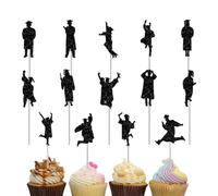 Graduation Cake Topper - Congrats Grad Decor Set | 14pcs Cupcake Picks, Food Appetizer Cake Decorations, Stylish Graduation Party Supplies for Party Dessert Table School College Celebration