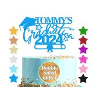 Graduation Cake Topper Personalised Cake Topper Custom Congrats Graduation Hat Student Class of 2024 (Blue)