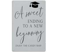 Graduation Candy Bar Vintage Metal Sign 5.5x8 Inch, "Sweet Ending To A Beginning" Grad Dessert Bar Sign, Summer Rustic Decor For Farmhouse, Garage, Man Cave, Living Room, Dorm, Office, Cafe & Garden