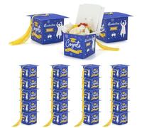 Graduation Candy Boxes, 20pcs Blue Doctoral Cap Shaped Gift Box 2024 Graduation Celebration Treat Chocolate Sweet Box with Yellow Tassel for Grad Ceremony Party Supplies A3BYLH