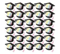 Graduation Candy Cards, Party Treat Box, 30 Pieces Hat with Tassel Holder, Chocolate Display Case, Cardboard Souvenir with Gold Style, Student Favor for Teacher School Event