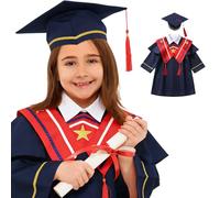 Graduation Cap And Gown, Kids Graduation Cap and Gown Unisex: Preschool Nursery Graduations Costume Outfit Set Robe Hat Masters Ceremony Ceremonial Photo Party Gowns for Children Boys Girls Navy 12-13