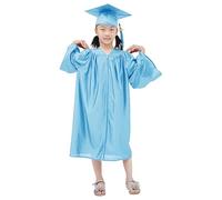 Graduation Cap and Gown Set for Kids 2025 2 Piece Set Unisex Boys Girls Preschool Kindergarten Matching Hat Tassel Graduation Primary School Dress up Props (Sky Blue, 9-10 Years)