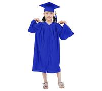 Graduation Cap and Gown Set for Kids 2025 2 Piece Set Unisex Boys Girls Preschool Kindergarten Matching Hat Tassel Graduation Primary School Dress up Props (Blue, 6-7 Years)