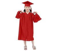 Graduation Cap and Gown Set for Kids 2025 2 Piece Set Unisex Boys Girls Preschool Kindergarten Matching Hat Tassel Graduation Primary School Dress up Props (Red, 5-6 Years)