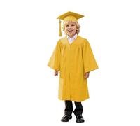 Graduation Cap and Gown Set for Kids Unisex Boys Girls Primary School with Matching Hat Tassel Kindergarten Primary School Boys Girls Dress Shirts Tops Outfits (Yellow, 5-6 Years)